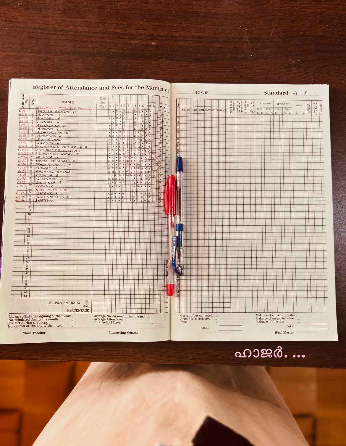 Attendance register